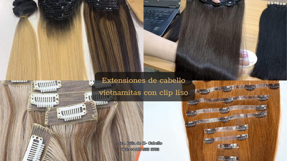 Extensiones de cabello vietnamitas con clip liso